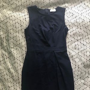 Mystic navy blue twist front pencil dress
